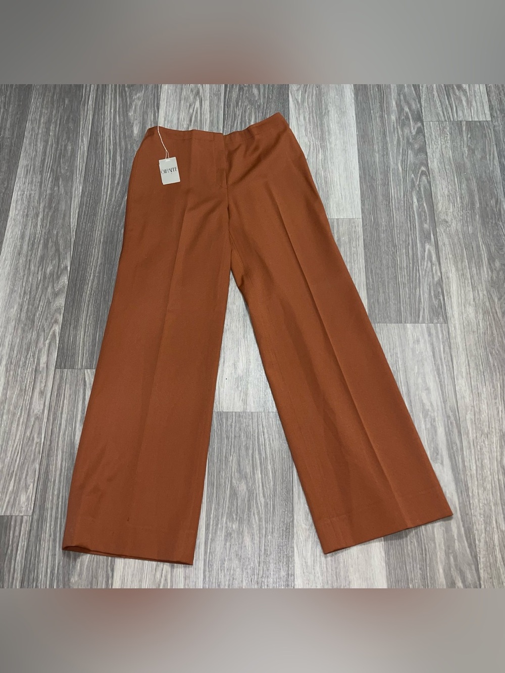 Vintage Giraffe Pure Wool Pants Women’s Size 14 Tall Rust Wide Leg High Rise NWT